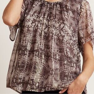 Velvet Brown Tan Graphic Relaxed Blouse